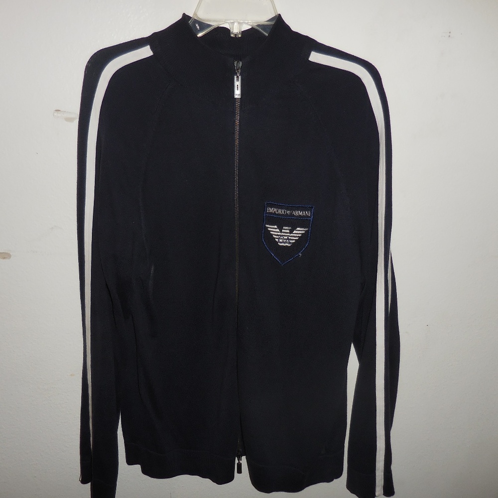 EMPORIO ARMANI MEN'S SZ XL SLIM NAVY BLUE KNIT CAR